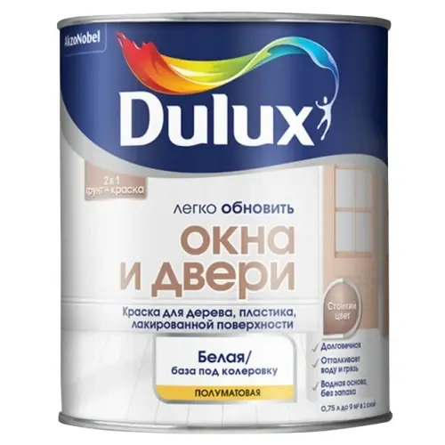 Краска Dulux Окна и Двери п/мат BC 0,75л