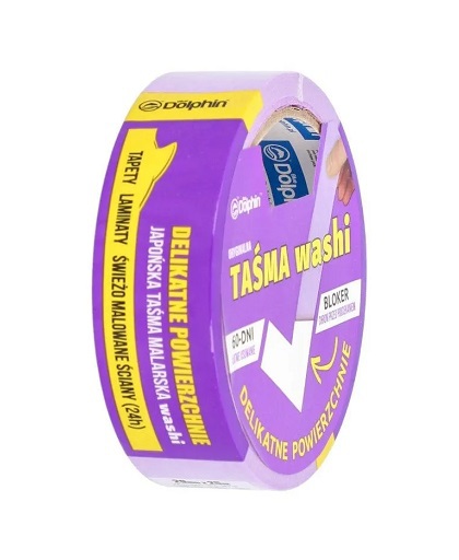 BlueDolphin WASHI  29мм x 25м  WDT_56719 (16) Лента малярная для деликатных поверхностей, фиолетовая, УФ60 дней