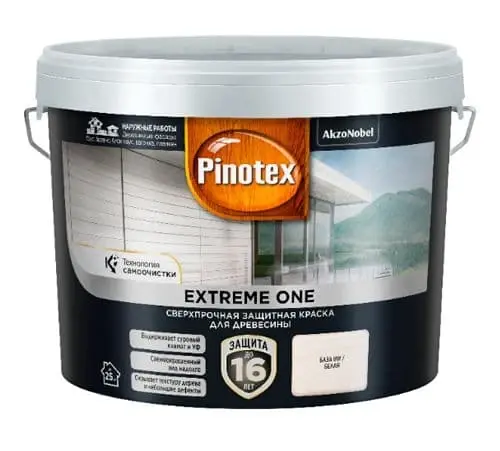 PINOTEX Extreme One сверхпрочная защитная краска для древесины BW 9 л