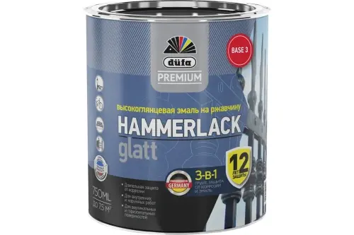 Эмаль DUFA Premium HAMMERLACK на ржавчину гладкая база3 750мл